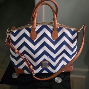 Dooney & Bourke Blue and Brown Chevron Geena  Satchel  Women's Bag
